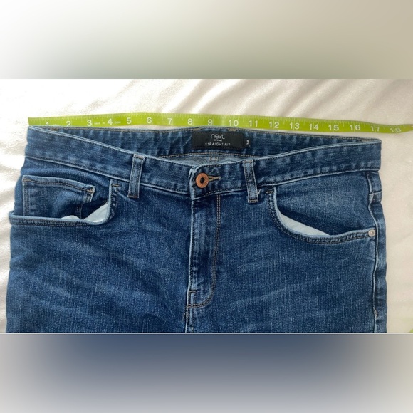 Mens Next Jeans Size 34R Blue Denim Straight Fit Pants W34 L31 - Picture 3 of 11